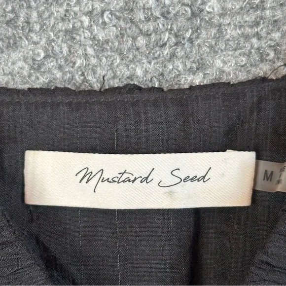 Mustard Seed ruffled flutter sleeve mini dress M layered tiered pockets coquette - Picture 10 of 15